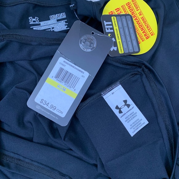 BNWT Men’s Under Armour black compression tactical Heatgear™️ short sleeve shirt - Picture 3 of 6